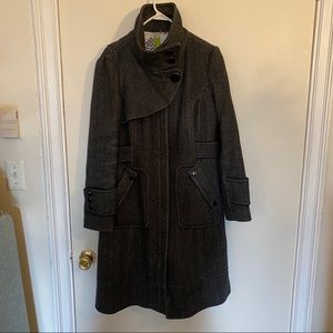 Soia and Kyo Long Gray Herringbone Winter Coat